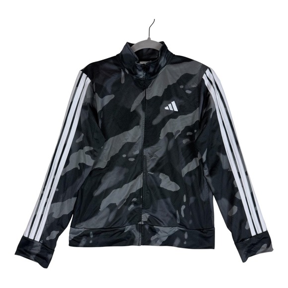 adidas Other - Adidas‎ Jacket Kids 14/16 Black Camo Track Full Zip 3 Stripe Athletic Training